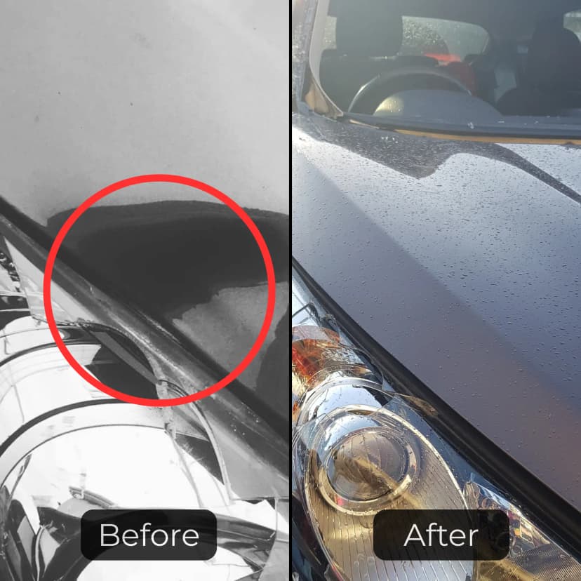 Photo of paintless dent repair before and after 2
