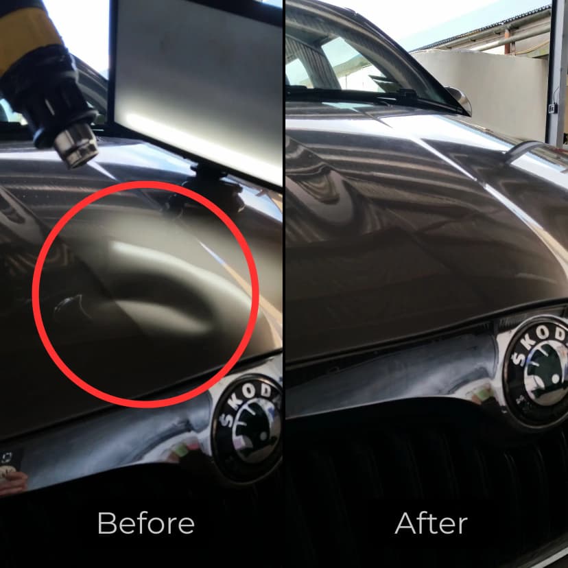 Photo of paintless dent repair before and after 3